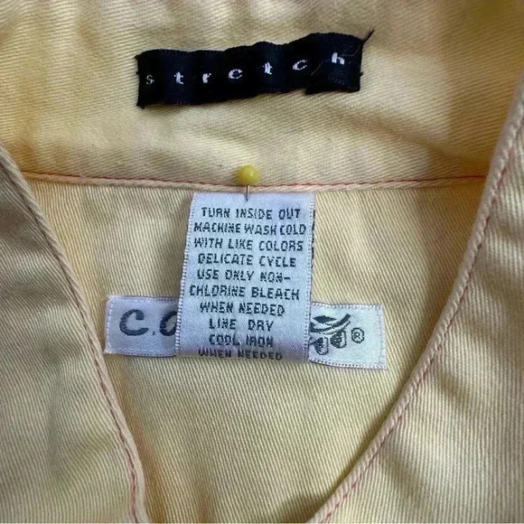 c. a. sport Women Back Printed & Beaded Casual Yellow Cotton Summer Jacket Sz M - Picture 9 of 12